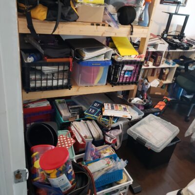 teacher clutter in home office